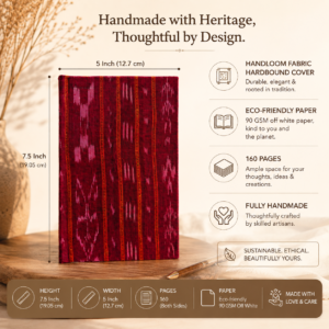 Alternative view of Cozy Red Handmade Notebook (Ikat Fabric Hardbound Cover)