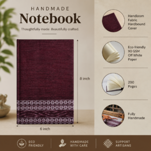 Alternative view of Purple Soil Handmade Notebook (Ikat Fabric Hardbound Cover)