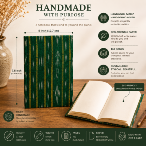 Alternative view of Rich Green Handmade Notebook (Ikat Fabric Hardbound Cover)