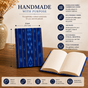 Alternative view of Rich Indigo Handmade Notebook (Ikat Fabric Hardbound Cover)