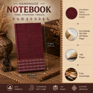 Alternative view of Soil Burgundy Handmade Notebook (Ikat Fabric Hardbound Cover)