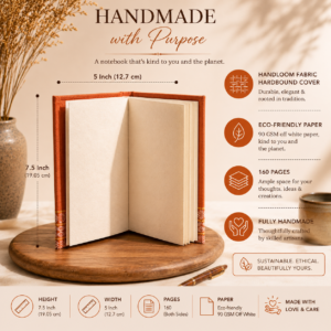 Alternative view of Terracotta Handmade Notebook (Ikat Fabric Hardbound Cover)